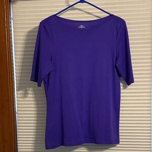 St. John's Bay Purple Short-Sleeve Boat Neck Top